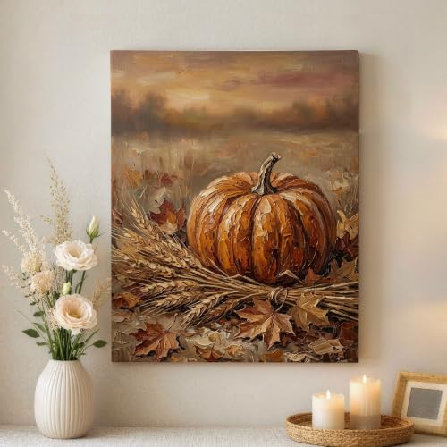 Lienzo decorativo de hojas de otoño con impresión artística de alta definición rústica