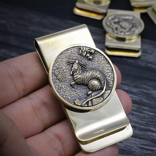 TsoLay Brass Moneyclip for Cash, Zodiac Money Clip, Metal Money Clip, Vintage Coin Money Clip, Hold About 10 Cash Banknotes and 2 Cards, Size : 5.7 * 3cm(2.24 * 1.18in)2