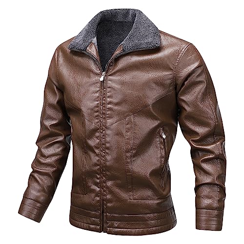 Manteau de moto épais contre le froid hivernal veste cuir homme zippée