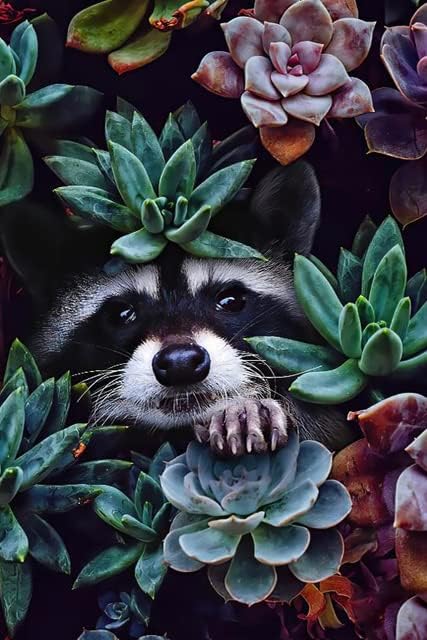FILASLFT Animal Diamond Painting Kits for Adults,Raccoon 5D Diamond Art Painting Diamond Dots Wall Decorations 12 x 16inch