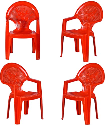 Image of MAHARAJA Mickey Mouse Plastic Chair for Kids | Strong Durable & Portable Study Chairs | Virgin Material Kids Chairs for 2 to 8 Years | Stackable School Chair (Red, Pack of 4)
