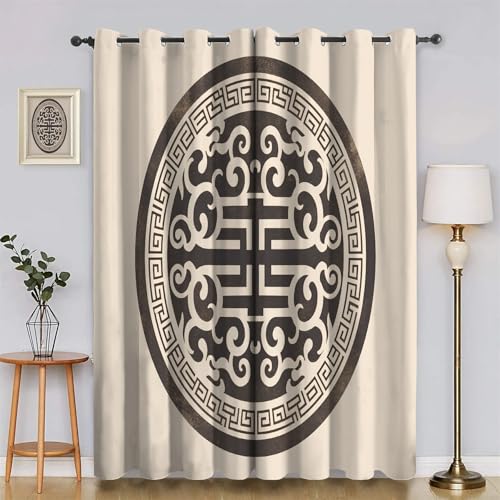 Genérico 140 x 229 cm Cortinas Opacas con Ojales de PatróN CláSico DecoracióN ArtíStica Cortina con Aislamiento Térmico, para Dormitorio, Sala de Estar y Cocina 2 Paneles &D3937