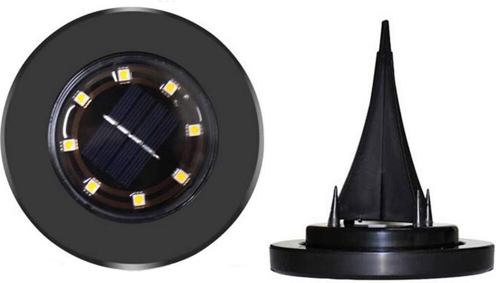 Solar Ground Lights 8 LED Disk Light Solar Powered Outdoor In-Ground Landscape Path Lights for Garden Lawn Yard Patio Driveway Walkway Pool Patio Deck Pathway,6 Pack,Warm White,Black Finish