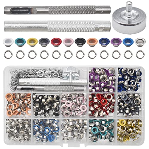 Zliger 540 Piezas Kit de ojales Coloridas Ojetes de Metal con Herramienta de Ojetes & Caja de Almacenaje Ojetes de Arandelas Juego de Ojales para Bricolaje Artesanía de Zapatos Ropa Bolsa Cover