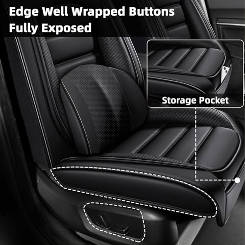 Image of Car Seat Cover Fit for Nissan 370Z 2009-2021,Compatible Airbag Non-Slip Waterproof Seat Cover,Car Seat Protector Premium Interior (Luxury 2 Seats,Classic Black)