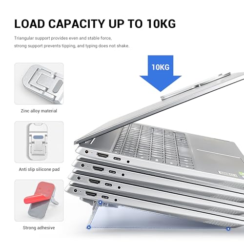 Mini soporte portátil para laptop, 4 piezas, plata miniatura 2