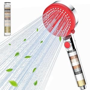 Gritin Wassersparende Handbrause mit Filter Rot