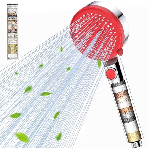 Gritin Wassersparende Handbrause mit Filter Rot