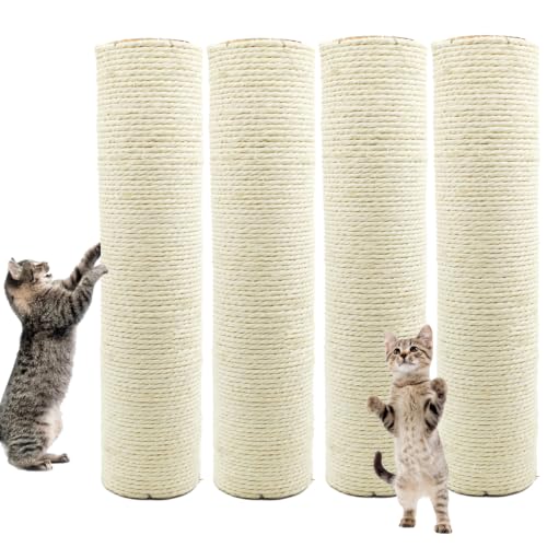 Image of M8 Cat Scratching Post Replacement,4PCS Cat Tree Replacement Post 15.7 in Natural Sisal Kitty Scratcher Refill Poles DIY Scratch Tower Repair Pole for Kittens Furniture Spare Parts
