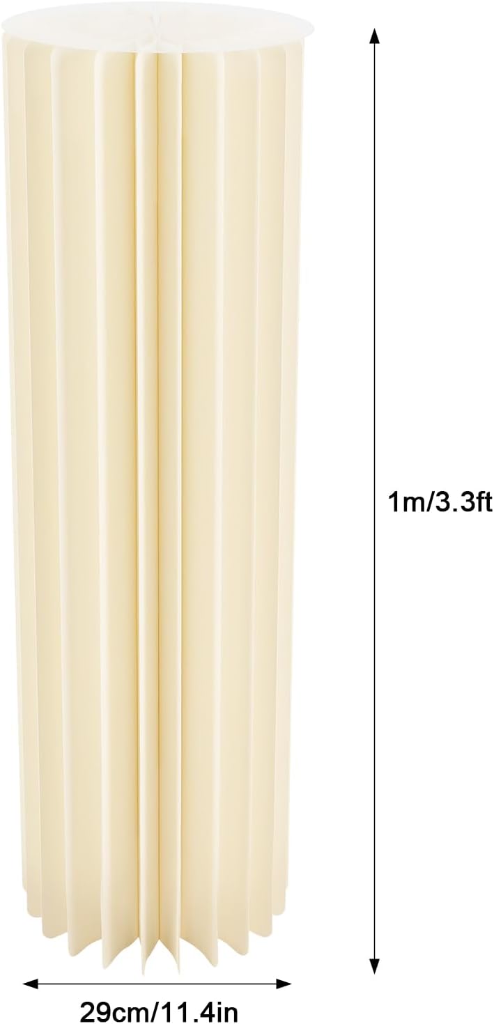 Cylinder Stands for Party, Set of 2, Foldable Cardboard Centerpiece Display, White Reusable Wedding Decorations, Pedestal Stands for Parties Display Column Stand for Wedding or Birthday Event Deco
