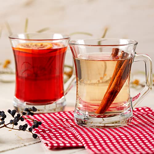 Volarium Glass Coffee Mugs For Hot Beverages With Handle, 7 ½ Ounce Hot Or Cold Drinks, Glass Tea Cup, Turkish Tea Glasses, Set Of 6, thumb #7