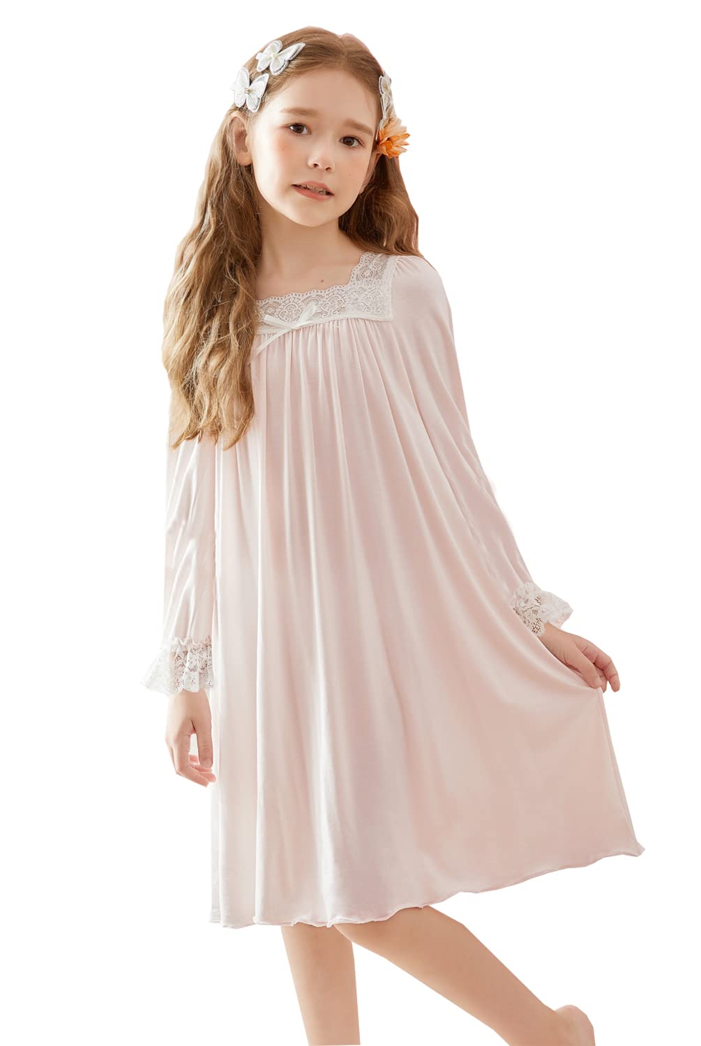 Girls' Princess Nightgowns Lace Sleep Dress Kids Sleepwear 3-12 Years
