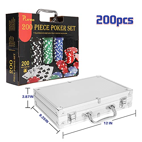 Playwus Poker Chip Set For Beginners, 200 Pcs Casino Poker Chips With Aluminum Case,11.5 Gram Chips With Iron Insert For Texas Holdem Blackjack Gambling #TOP3