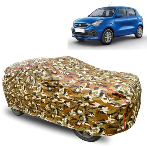 Image of GROOFOO Car Cover Compatible with Maruti Suzuki Celerio | Camouflage, Waterproof, Dustproof, UV Protection | Military Jungle Design | Custom Fit, Triple Stitched | All Weather Body Cover