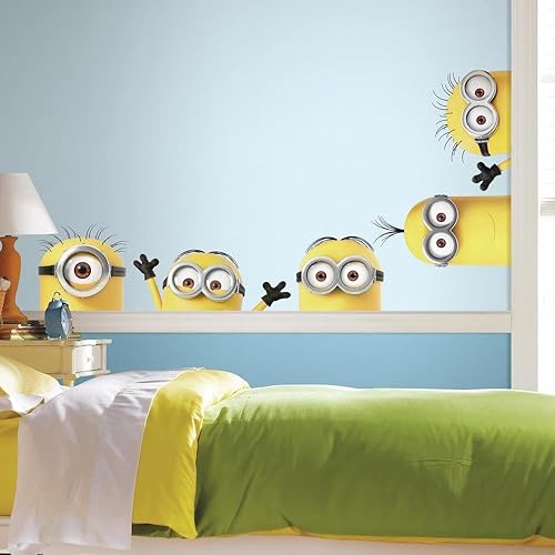 Miniatura 1 de Minions RoomMates Minions Despicable Me 3 Peeking - Calcomanías de pared gigantes para despegar y pegar, RMK3567GM