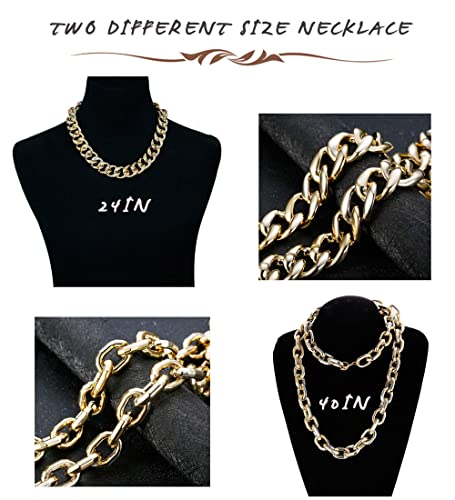 YADOCA 2 Stück Gold Halskette für Männer - Big Chunky Hip Hop Schmuck 80er 90er Punk Stil Personalisierte Goldkette Modeschmuck