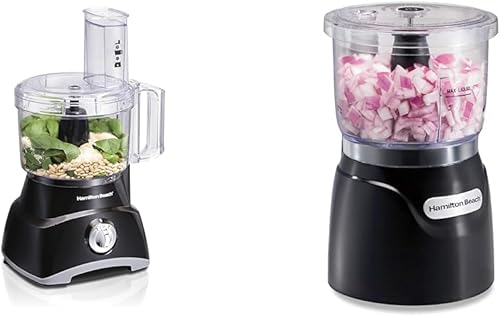 Hamilton Beach Procesador de alimentos y picador de verduras para rebanar, triturar, picar y hacer puré, picador eléctrico de verduras de 8 tazas y
