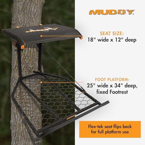 Image of MUDDY The Boss XL Wide Stance Hang-On Tree Stand Platform & Hawk Helium Set