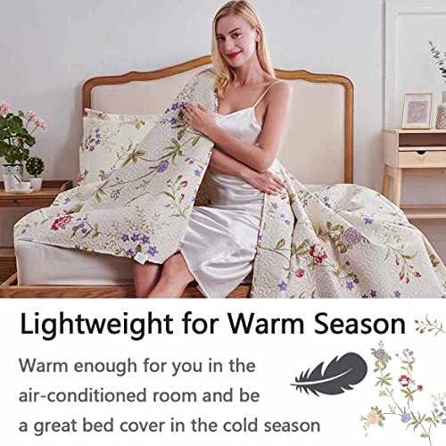 Vintage Floral Quilts King Size Lightweight Bedspread Rustic Botanical Bedding Garden Plants Blossom Coverlet Set Cabin Home Decor #TOP5