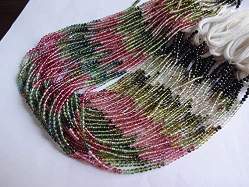 Perles tourmaline multicolore 2mm pour créer un collier d'été fin