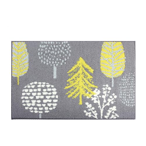 玄関マット 室内 おしゃれ 室内マット 玄関マット 泥落とし ドアマット マット 泥落としマット 泥除けドアマット 砂落とし 吸水 厚手 防音 滑り止め 洗える お洒落 北欧 花柄 植物柄 リーフ フラワー 45x70cm グレー