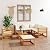 YELWHI Patio Set 8 Piece Patio Lounge Set with Cushion Cream Solid Acacia Wood