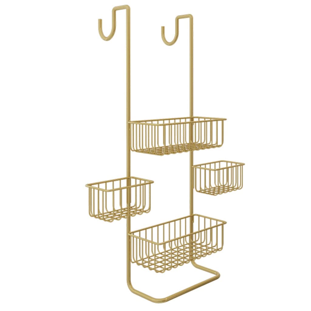 KLZUOPT Exquisite Bathroom Shelves Over The Bathroom Shower Door Caddy Hanging Storage Organizer with Built-in Hooks and Baskets