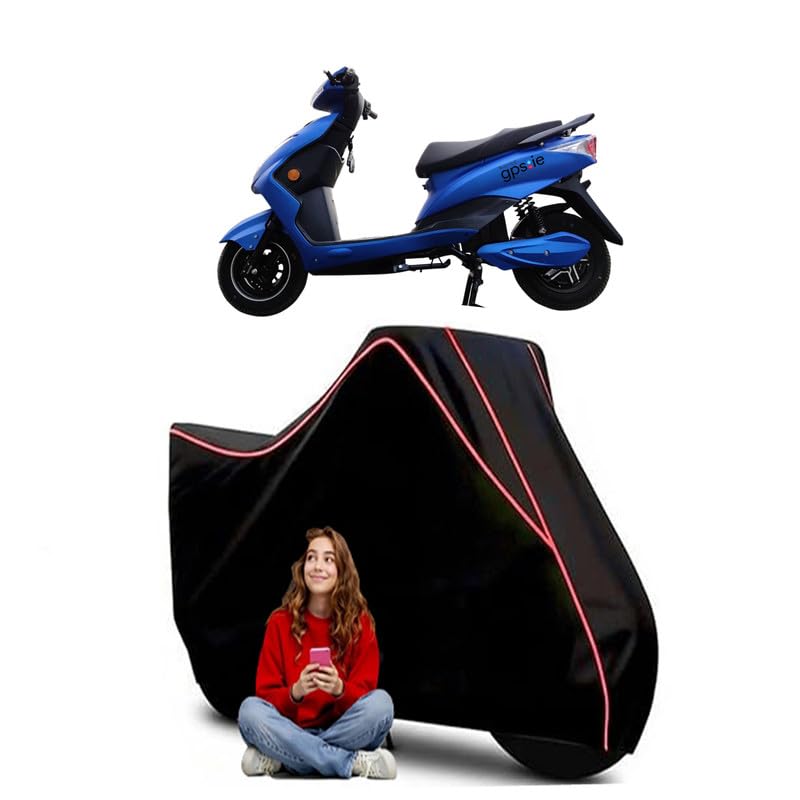 Image of Battre Electric Mobility LoEV Scooty Bike Cover Water Resistant Outdoor Use Universal Fit Scooters Motorcycles Heavy Duty UV Protection Dust Rain Scratch Resistant Elastic Bottom Black Blue Piping