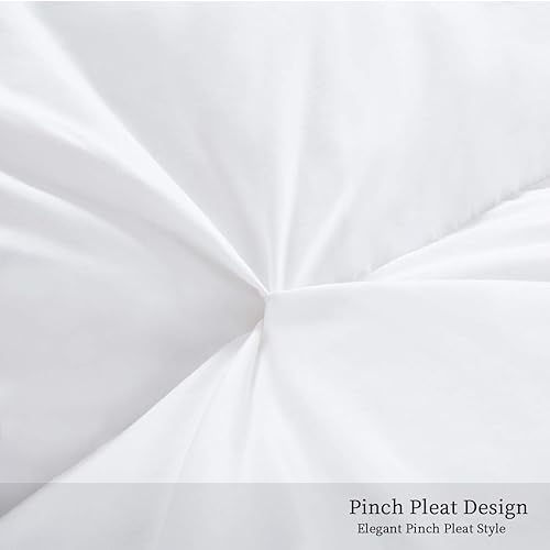 Vista 24 de HOMBYS Edredón de plumas y plumón tamaño Queen, relleno de edredón plisado de 90 x 90 pulgadas con funda 100% algodón resistente al plumón, edredón