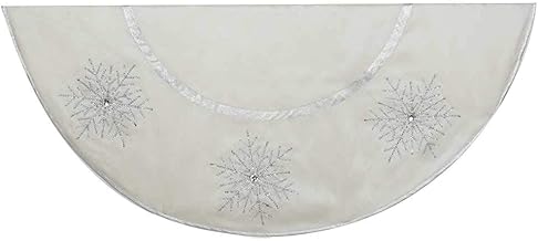 Kurt Adler Tree Skirt with Crystal Lace Snowflakes, 54-Inch, Ivory