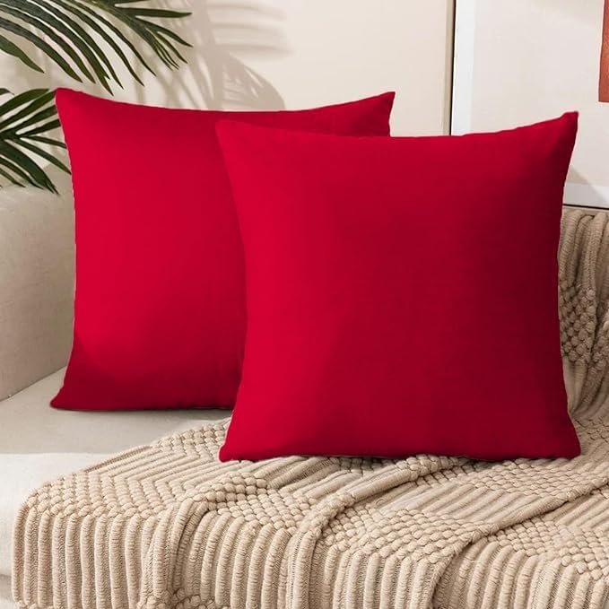 aeTHEric Velvet Soft Washable Cushion Cover for Sofa Couch Bed Chair in Red 16x16 Pack of 2-image-30