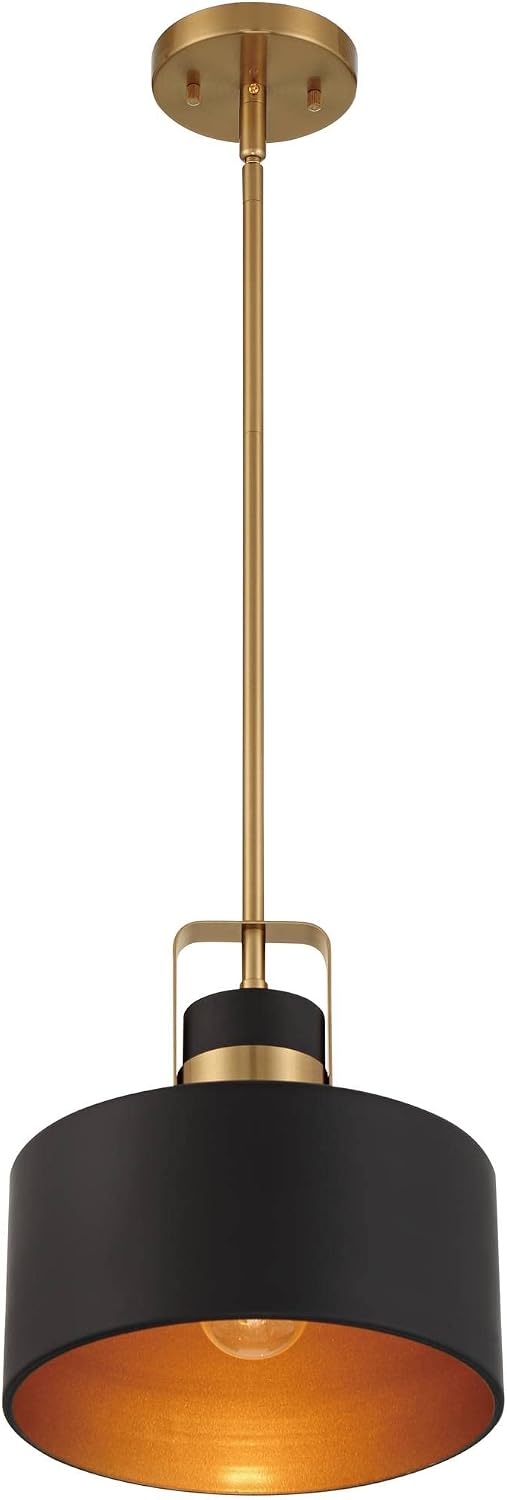 Possini Euro Design Courtney Soft Gold Mini Pendant Lighting 10" Wide Modern Matte Black Outer Gold Inner Drum Shade Fixture for Dining Room Home Foyer Kitchen Entryway Bedroom Living High Ceilings