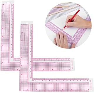 Lusofie 2 szt. plastikowa linijka do szycia, kwadratowa linijka L linijka do ramy miarka do szycia linijka krawiecka przezroczysta linijka do szycia do narzędzi krawieckich narzędzi do rysowania