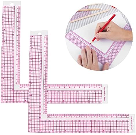 Lusofie 2 szt. plastikowa linijka do szycia, kwadratowa linijka L linijka do ramy miarka do szycia linijka krawiecka przezroczysta linijka do szycia do narzędzi krawieckich narzędzi do rysowania