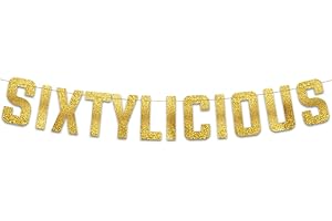 60th Birthday Decorations - Sixtylicious Gold Glitter Banner