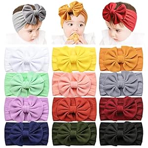 Prohouse 12 PCS Baby Nylon Headbands Hairbands Hair Bow Elastics for Baby Girls Newborn Infant Toddlers Kids
