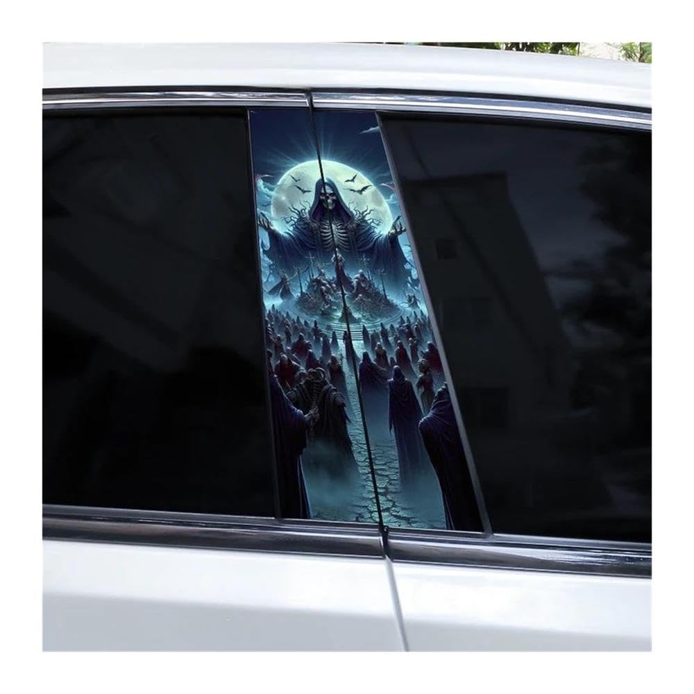 Ndsvpki J Body Parts 2Pcs Grim Reaper Skull Stickers Car Door Pillar Stickers Decorative Center Pillar Stickers(J)