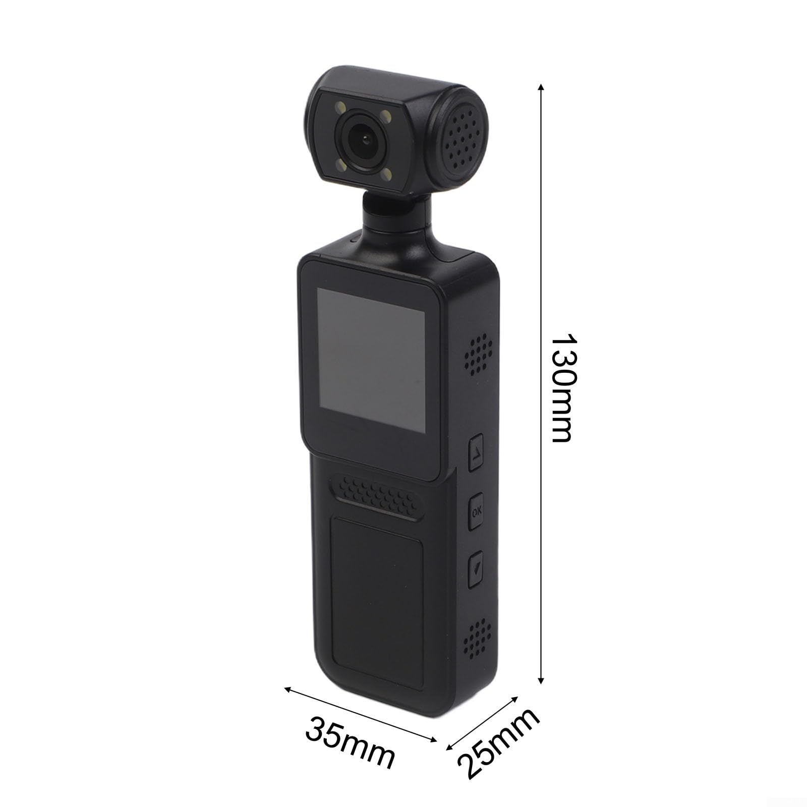 Leggero per mini Action Cam 130 mm per sport all'aria aperta Leggero per | Registrazione audio, struttura compatta, facile da trasportare, ideale per l'uso quotidiano e per l'uso quotidiano