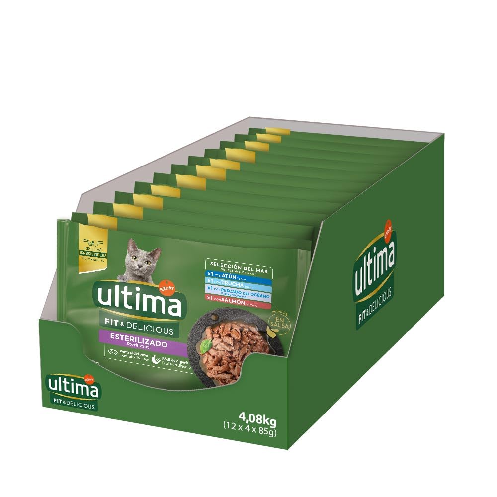 Ultima Comida Húmeda para Gatos con Variedad de Pescados - 12 x (4 x 85gr) - 4080g