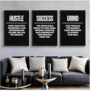 BINGJIACAI Grind Hustle Succes Motivationele Posters en Prints Entrepreneur Motivatie Canvas Schilderij Muur Kunst Foto…