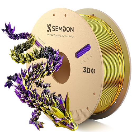Image of 2026 New PLA Filament, SEMDON Multicolor Coextrusion 3D Printer Filament, Dimensional Accuracy + /- 0.02mm (Black-Purple-Gold)