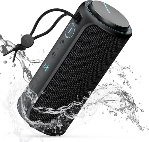 Raymate Bluetooth Speaker, IPX7 Waterproof, 30W Stereo with Deep Bass, Wireless Blue Tooth 5.3, 100Ft Range TWS Pairing, 15H Playtime, Portable Speakers with Lanyard for Party Beach Travel Gift
