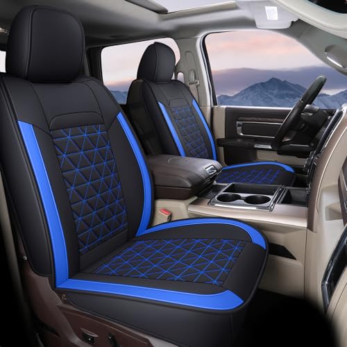 Image of Coverado Front Seat Covers, Waterproof Front Car Seat Covers for Truck Compatible with 2002-2026 Dodge Ram 1500 2500 3500 Crew Double Mega Quad Cab(Blue)