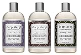 Deep Steep Bubble Bath Bundle Pack: 1 Each: Lavender Chamomile, Vanilla Coconut, Rosemary Mint, 17 Ounce