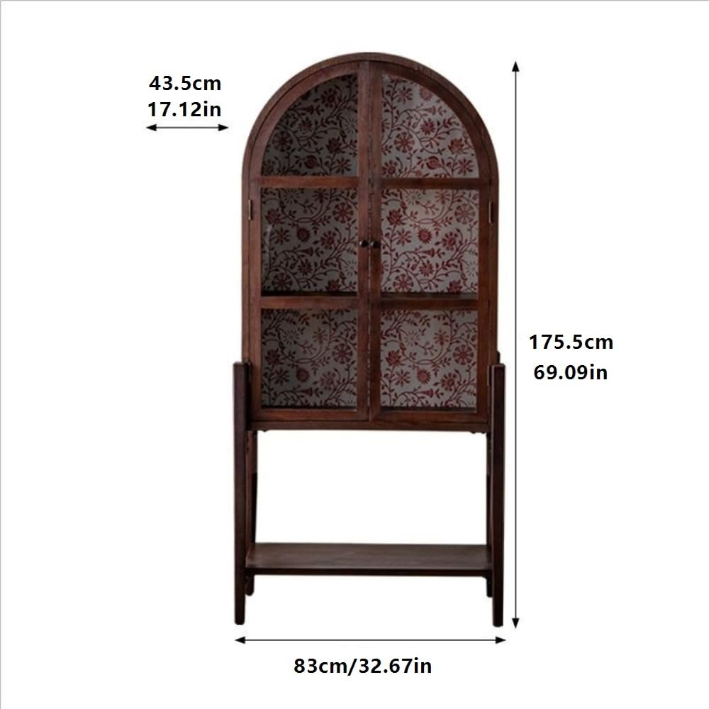Gabinete de Bar de Vinos Industrial Vitrina de Vidrio Retro for Vino, gabinete de Entrada, gabinete Decorativo for Sala de Estar, gabinete de Almacenamiento de Madera Maciza