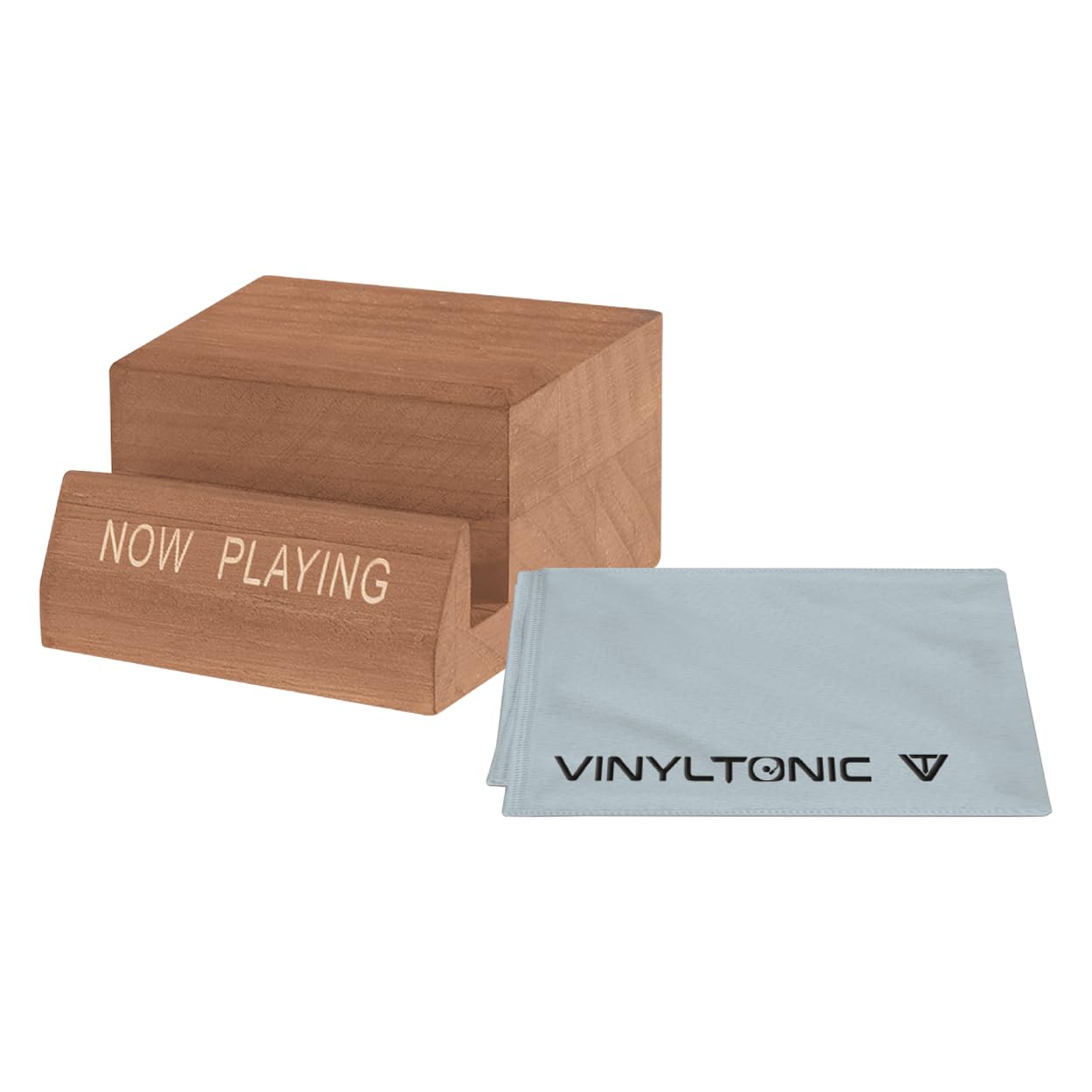 Vinyl Tonic Now Playing Vinyl Record Wooden Stand With Microfibre Cloth. VT21C