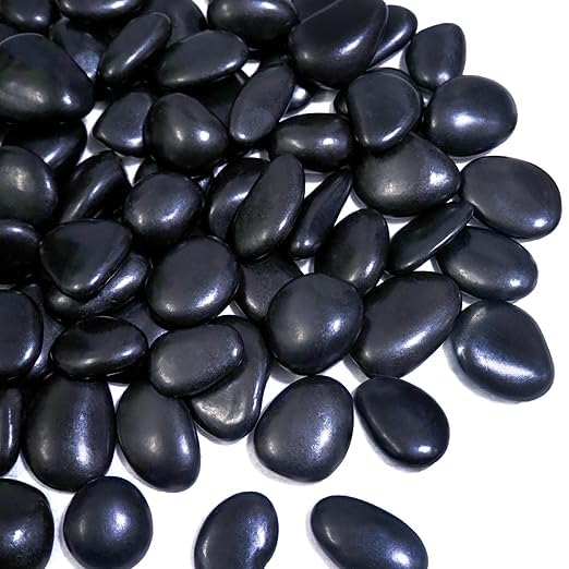 20 lbs Black Pebbles for Indoor Plants, 1-2Inch Natural River Rocks for Aquarium, High Polished Decorative Stones for Vase Filler Fish Tank Landscaping Garden
