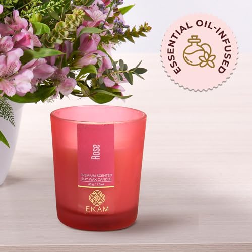 Image of EKAM Rose Votive Soy Wax Scented Candle, 40 Grams, 10 Hours Burn Time| Long Lasting Premium Candles | Ideal for Home Decor | Gifting & Aromatherapy