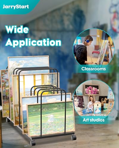 Image of Art Canvas Storage Rack, Adjustable Art Storage Rack, Art Drying Rack Metal Storage Stand, Art Print Display Rack With Wheels for Large Canvas Boards, Panel, Crafts Drying & Print Racks