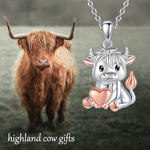 ONEFINITY Highland Cow/Giraffe/Jellyfish/Phoenix/Horseshoe/Horse/Lion/Cardinal/Fairy/Owl/Frog Necklace 925 Sterling Silver Animal Pendant Necklace Jewelry For Men Woman4